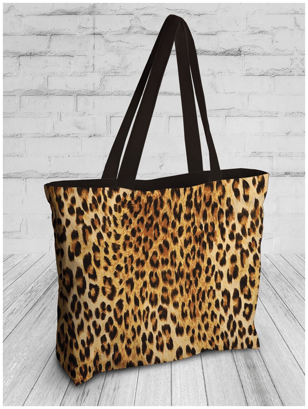 Текстильная женская сумка JoyArty "Классический леопард" на молнии для пляжа и фитнеса - фотография № 4