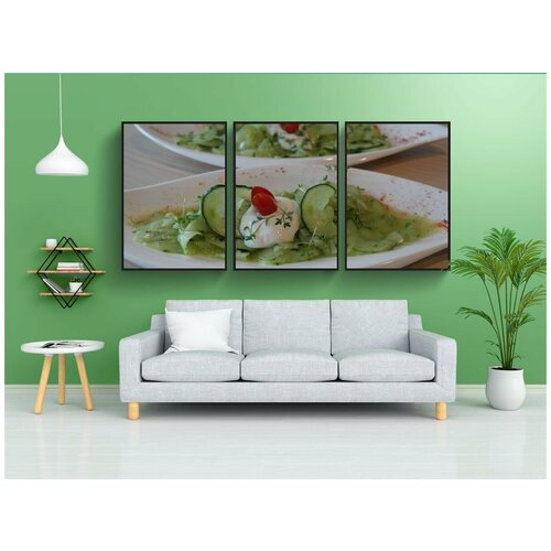 фото Набор модулных постеров для интерьера "огурец, огуречный салат, уксус" 60x90 см. в тубусе, без рамки lotsprints