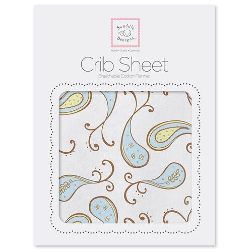 fitted crib sheets microfiber crib sheet set baby bed sheets stretchy breathable and comfortable crib bedding for boys girls SwaddleDesigns (США) Простыня 140х70 на резинке детская фланелевая Blue Paisley