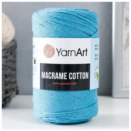 Пряжа Macrame Cotton 20% полиэстер, 80% хлопок 225м/250гр (780 бирюза) халат dianida м 780 50 бирюза