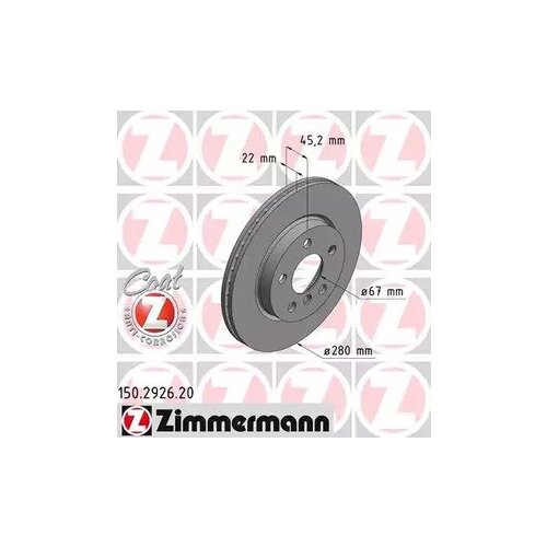 ZIMMERMANN 150.2926.20 Диск тормозной BMW Coat Z MINI (F56) 2шт