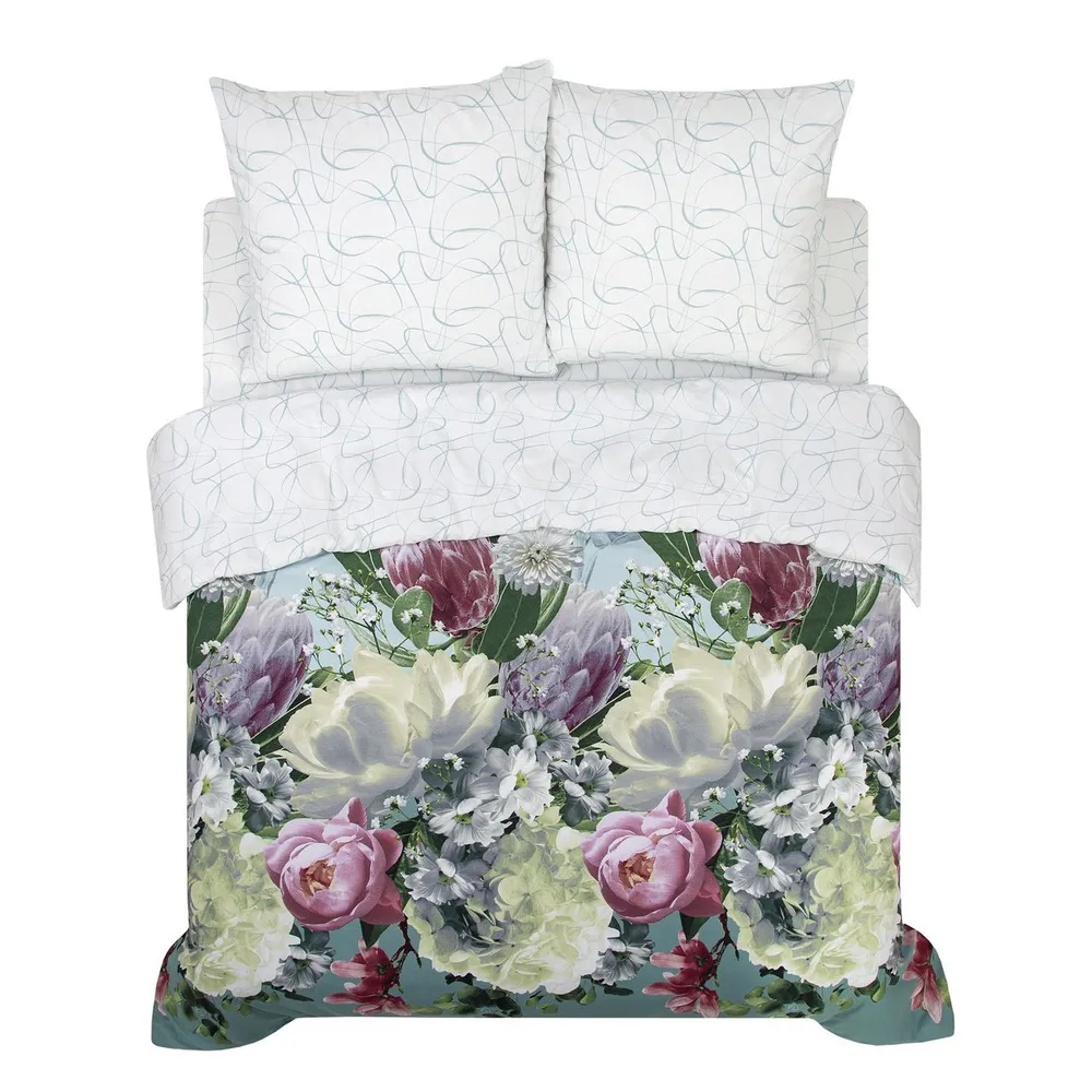 Комплект постельного белья АртПостель, «Юнона» 2 спальный с европростынью поплин, цветы
