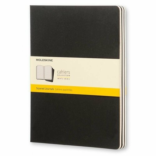 Блокнот Moleskine CAHIER JOURNAL QP322 19х25 см обложка картон 120стр. в клетку, черный (3шт)