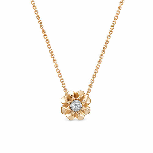 фото Колье vesna jewelry, красное золото, 585 проба, родирование, бриллиант, длина 45 см., бесцветный