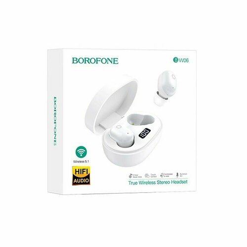 Наушники беспроводные BOROFONE BW06 TWS bluetooth белые 145000₽