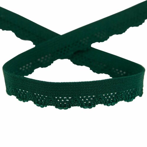 Резинка отделочная ажурная, цвет зеленый, 25 метров