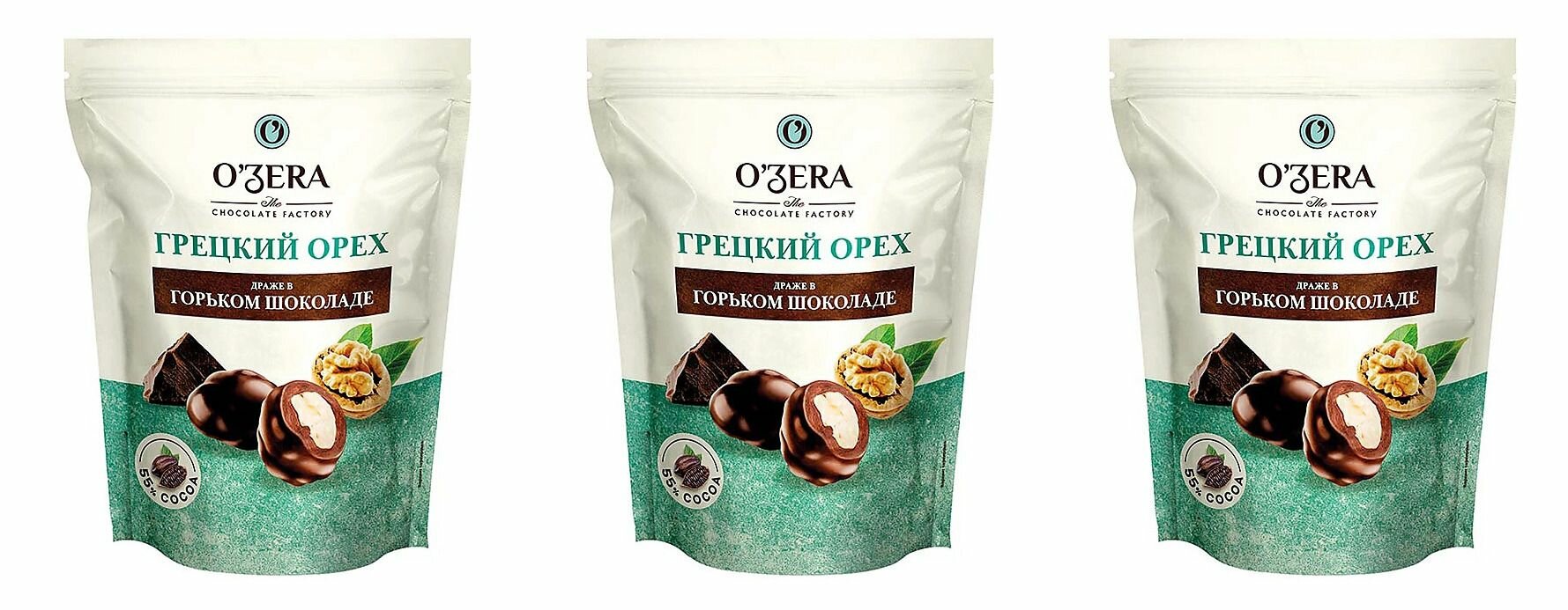 OZera, драже Грецкий орех в горьком шоколаде,3шт по 150 г