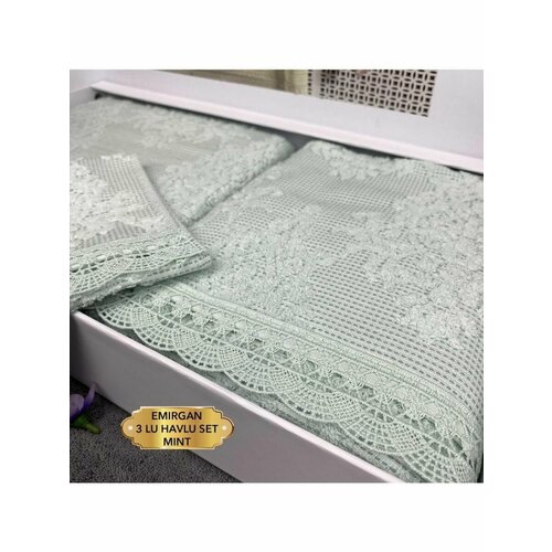 Набор полотенец (3шт) Gelin Home EMIRGAN (30*50/50*90/70*140, бирюзовый)