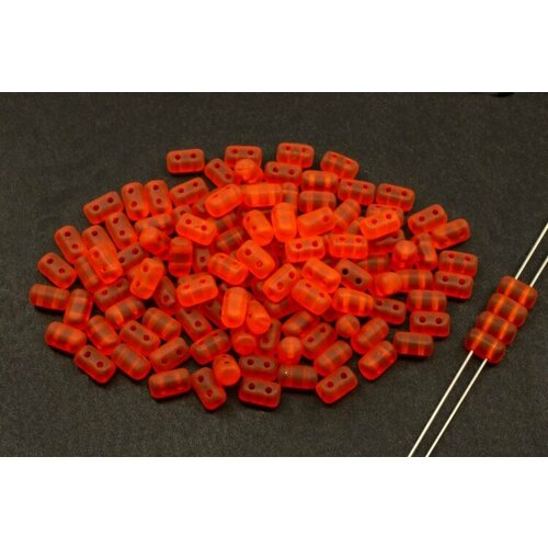 Бусины Rulla 3х5мм, отверстие 0,8мм, цвет 90030/84110 матовый красно-оранжевый, 711-116, 10г (около 100шт)