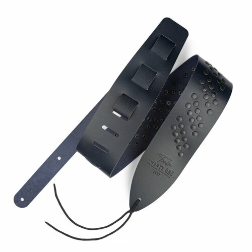 1221-75-5-BLU Ремень для гитары, кожаный, широкий, темно-синий, 1221