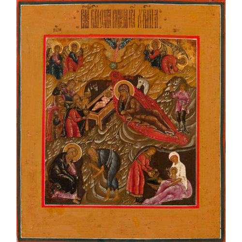 Икона Рождество Христово деревянная икона ручной работы на левкасе 33 см