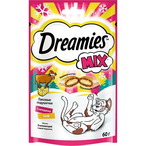 Лакомство для кошек DREAMIES Микс Говядина и сыр, 60 г - 10 шт.