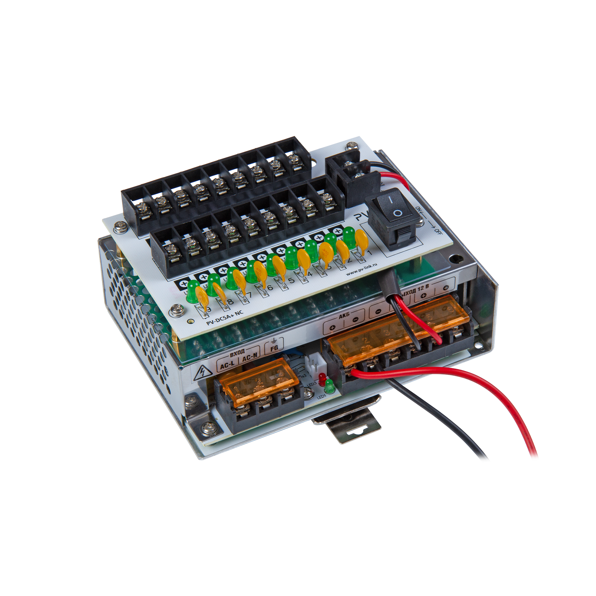 PV-Link PV-DC5A+ NC - профессиональный стабилизированный блок бесперебойного питания DC 12 В, 5 А с девятью защищенными выходами на DIN-рейку — фото 3