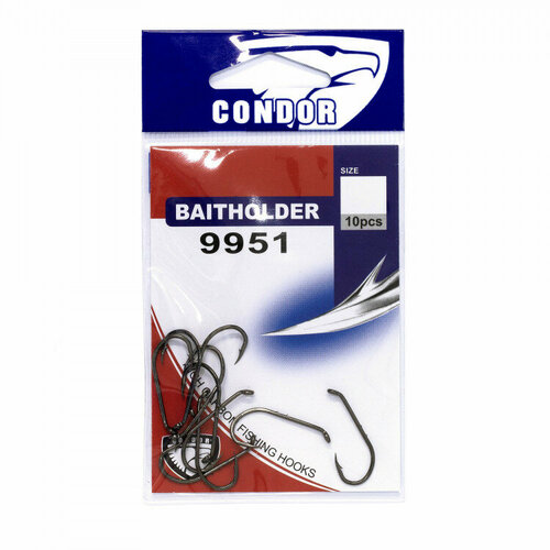набор крючков для рыбалки серебристые Крючок Condor BAITHOLDER №2 BN 50 шт/упак