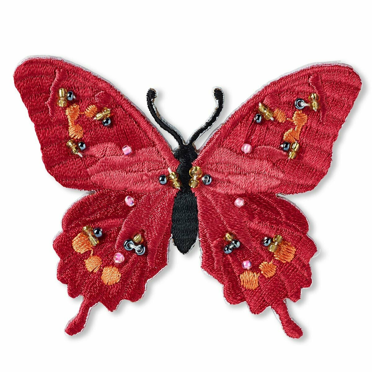 926163 Термоаппликация Бабочка, эксклюзивная, красный цв., с бусинами Prym - фото №3