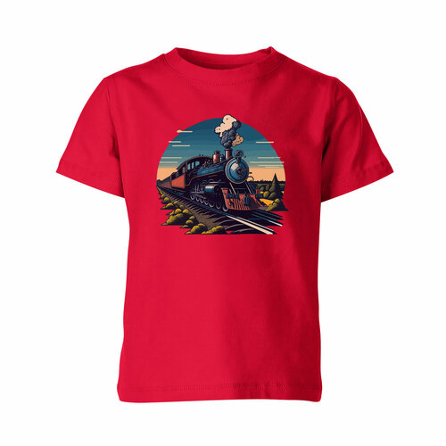 Детская футболка «Поезд Железная дорога» (140, красный)