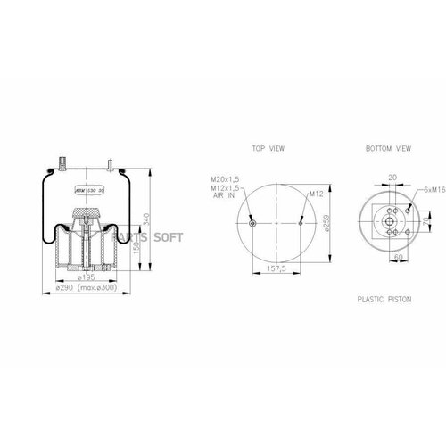 TIPTOPOL ABM 530 30 F 07 Пневмоподушка BPW 30K (4960NP02) со стак.