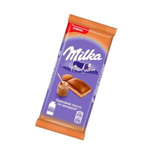 Шоколад Milka Молочный с пастой из миндаля и с дробленым карамелизованным соленым миндалем 85г - фото №6