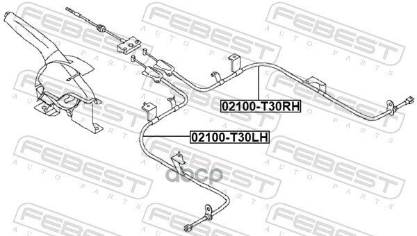 Трос Стояночного Тормоза Лев Febest арт. 02100t30lh