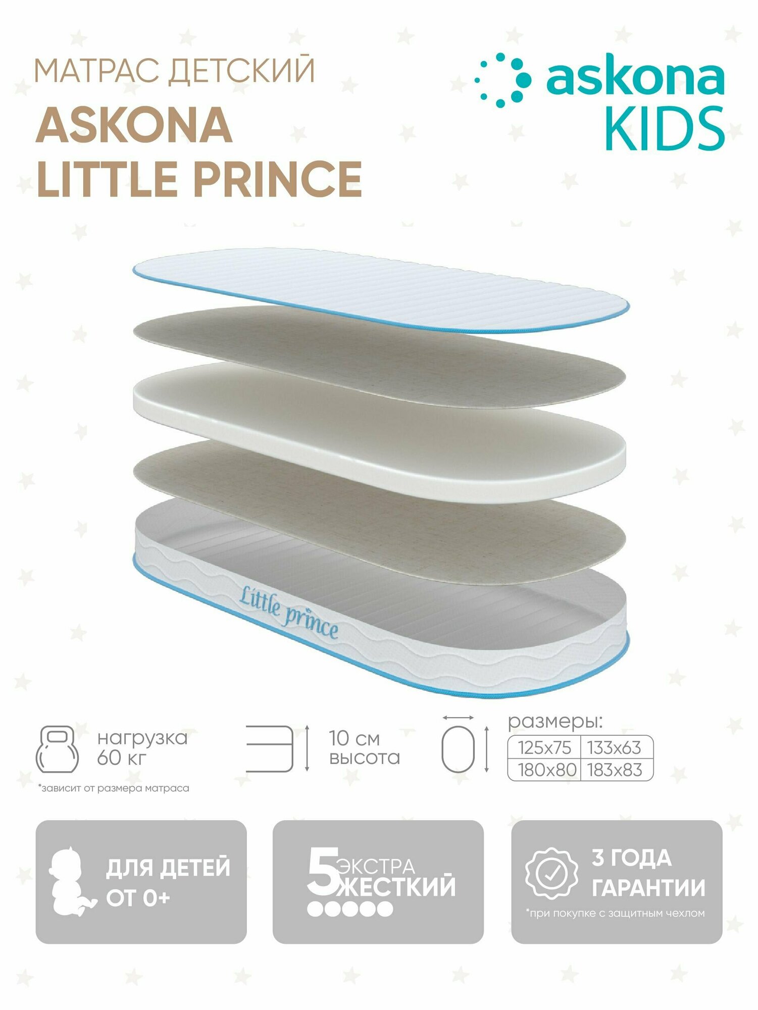 фото Матрас детский анатомический (аскона) ASKONA KIDS Little Prince