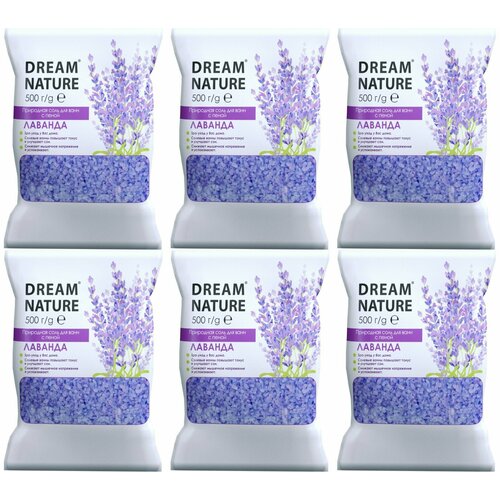 DREAM NATURE Соль для ванн с пеной Лаванда, 500 г, 6 шт