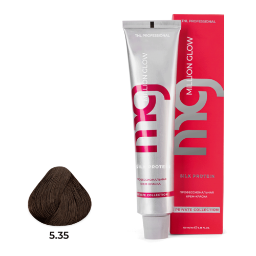 Крем-краска для волос TNL Million glow Private collection Silk protein 535 Светлый коричневый каштановый 100 мл 449₽