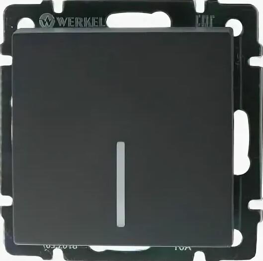 Выключатель одноклавишный проходной с подсветкой (черный матовый) W1112108