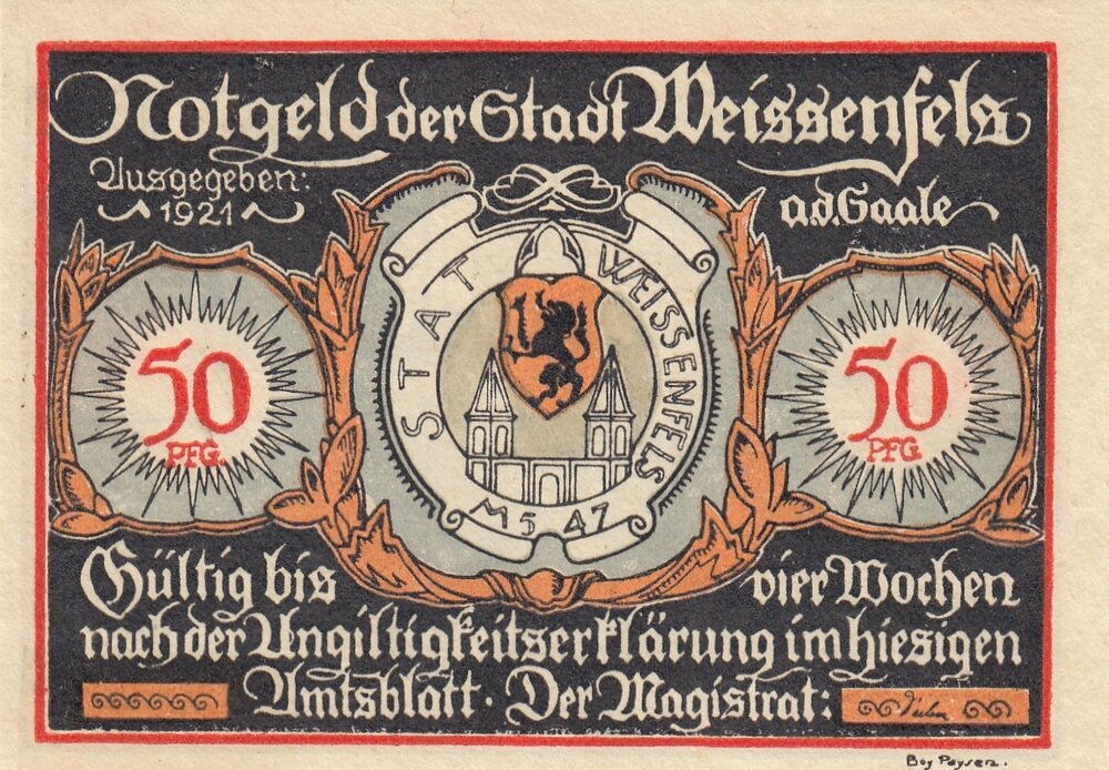 Германия (Веймарская Республика) Вайсенфельс 50 пфеннигов 1921 г. (№5) (2)