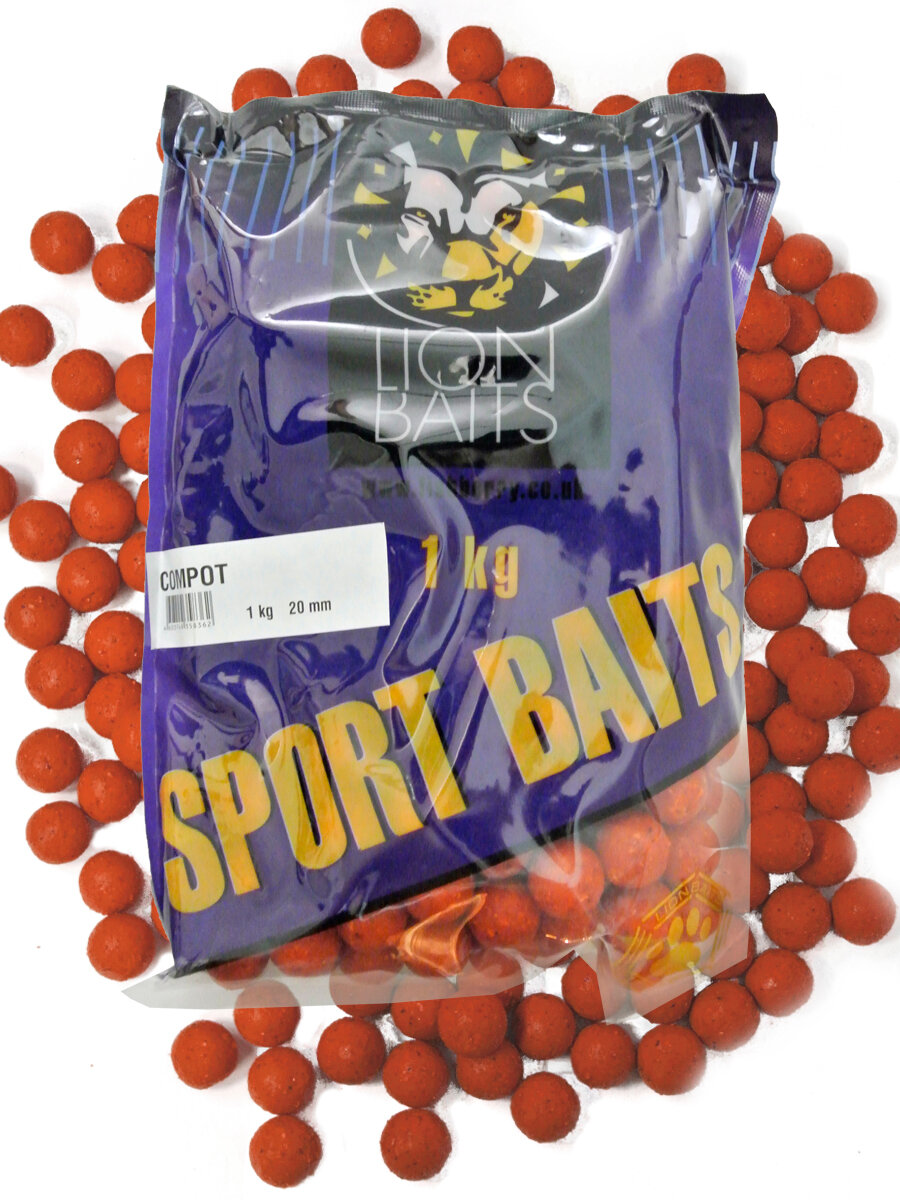 Бойлы прикормочные LION BAITS SPORT BAITS Compot (Компот), 20 мм.
