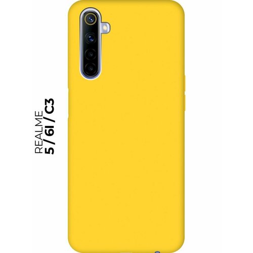 Матовый чехол на realme 5 / 6i / C3 / Рилми 5 / 6 ай / С3 Soft Touch желтый чехол книжка на realme 5 6i c3 рилми 5 6 ай с3 c принтом металлический лист черный