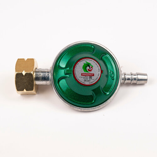Регулятор давления газа Dragonkit Редуктор бытовой для газовых баллонов DRAGONKIT DK-001 штуцер 9мм под гибкий шланг 720₽