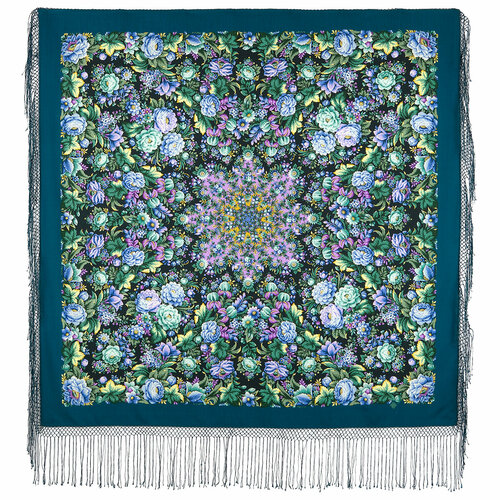 Платок Павловопосадская платочная мануфактура, 148х148 см, голубой, синий