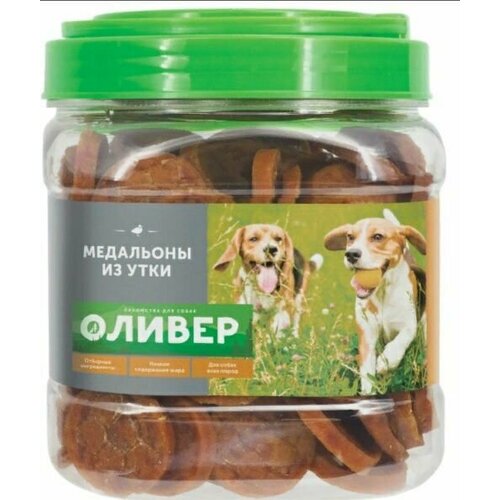 Оливер лакомства для собак всех пород медальоны из утки 750 гр