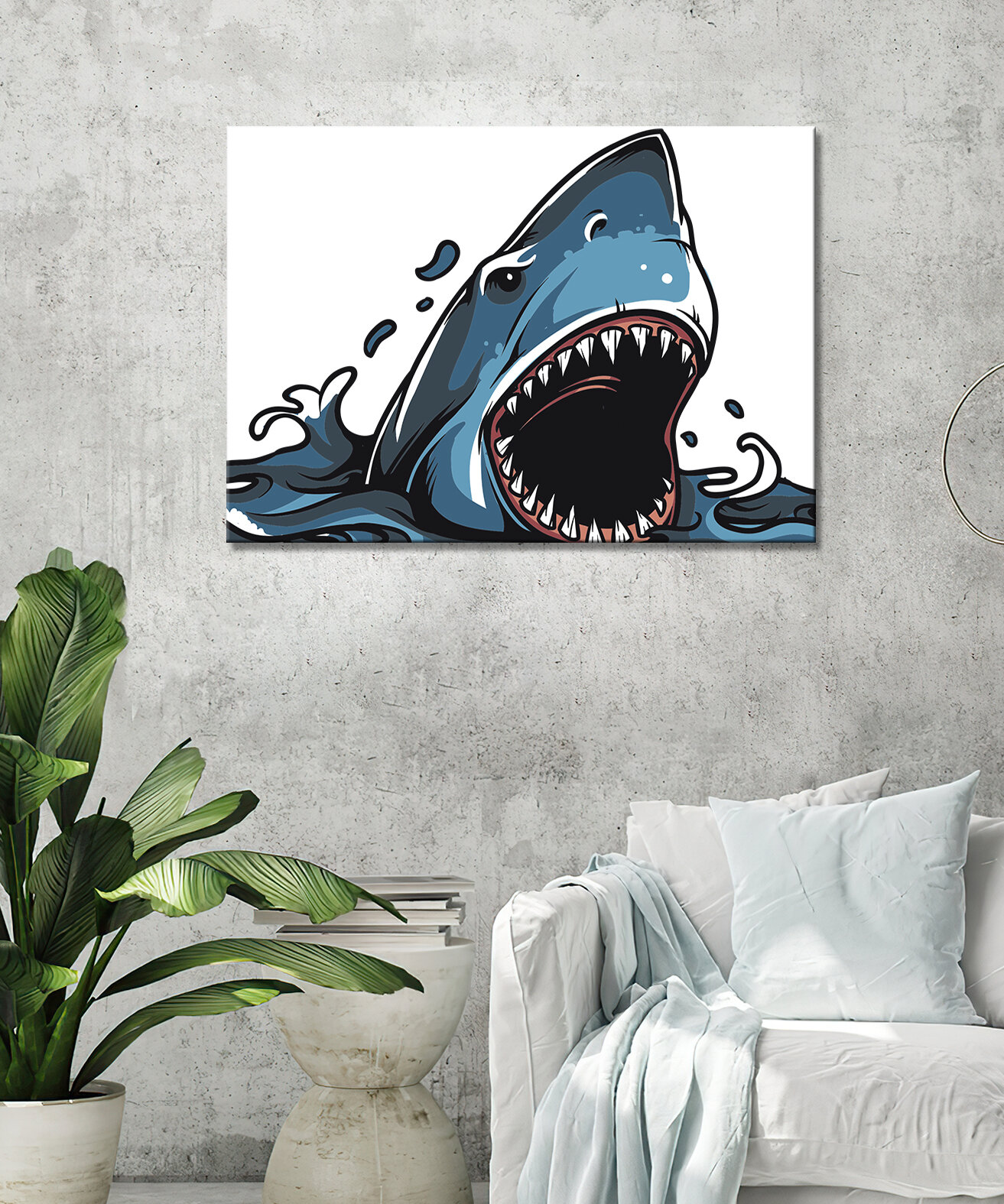 Картина - Акула акула арт акула рисунок злая акула пасть акулы (7) 50х70