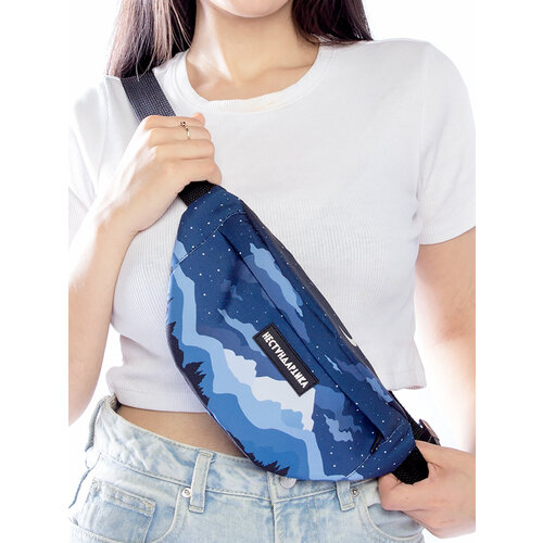 фото Сумка поясная нестандартика 40933, фактура гладкая, синий