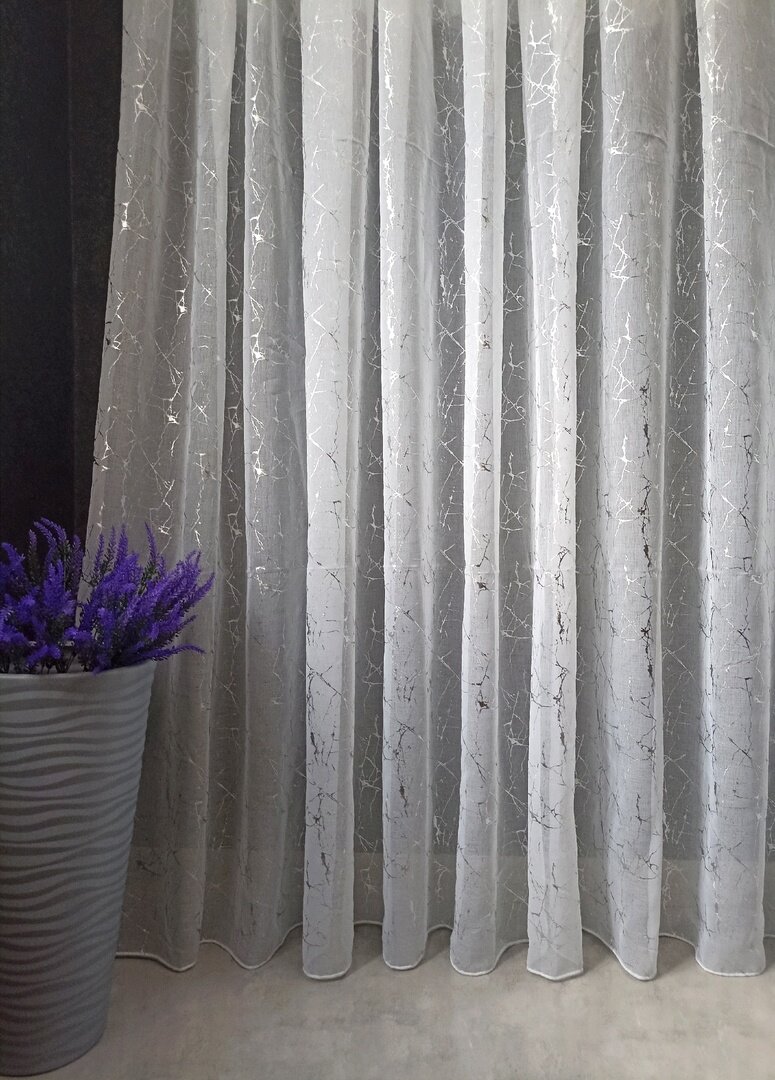 фото Тюль-батист Мраморный узор Серебро 260х500 см