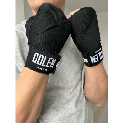 фото Бинты боксерские эластичные golem детские, взрослые, унисекс, длина 2,5м, цвет черный