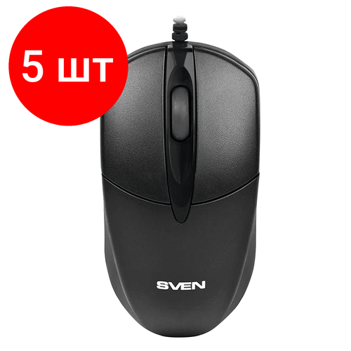 Комплект 5 шт Мышь проводная SVEN RX-112 USB 2 кнопки1 колесо-кнопка оптическая черная SV-03200112UB 376800₽