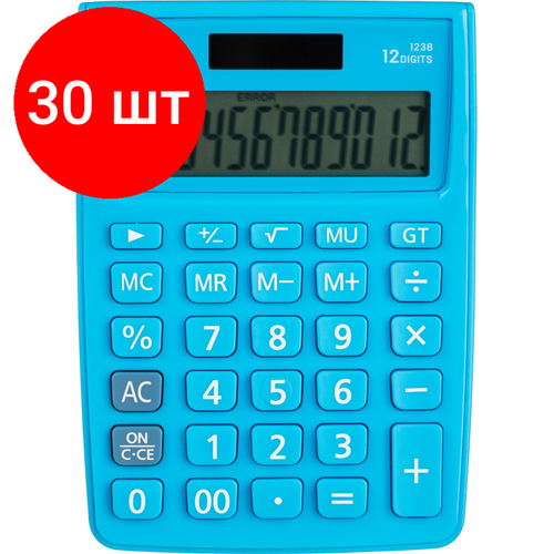 Комплект 30 штук, Калькулятор настольный компактный Deli E1238/BLUE синий 12-разр калькулятор настольный deli e1122 blue синий 12 разр