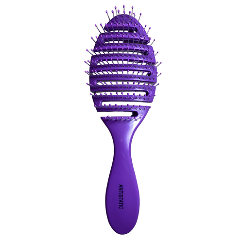 Расческа для волос массажная продувная антистатическая, для распутывания мокрых, длинных, нарощенных, вьющихся и густых волос, фиолетовый.