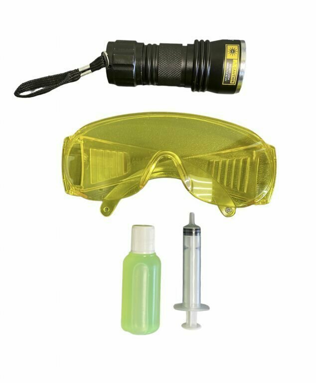 Набор УФ "Ультрафиолетовый фонарь + защитные очки + дымовая жидкость УФ 30 мл шприц" Арт. UV