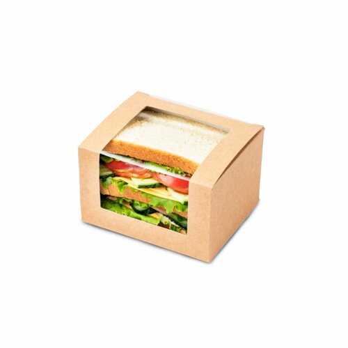 Упаковка картонная для сэндвича "Osq sandwich box" 125х100х70мм крафт с окном уп/10шт