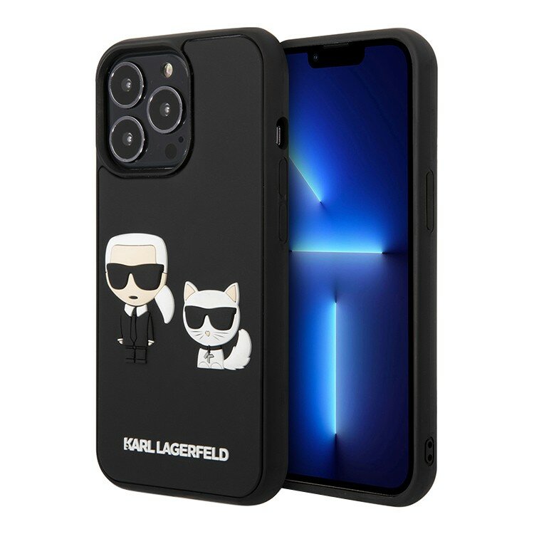 Чехол Karl Lagerfeld 3D Rubber Karl and Choupette Hard для iPhone 13 Pro, черный