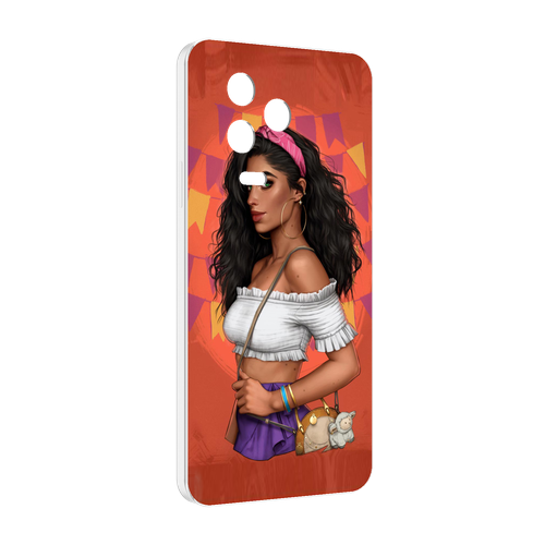Чехол MyPads девушка-с-сумкой-мулатка женский для Infinix Note 12 2023 (X676C) задняя-панель-накладка-бампер