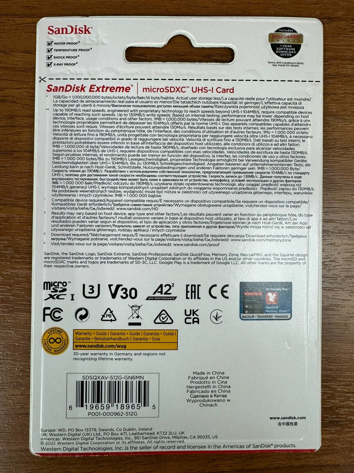 Карта памяти MicroSDXC 1024GB SanDisk EXTREME Class 10, UHS-I, W130, R 190 МБ/с, - фото №11