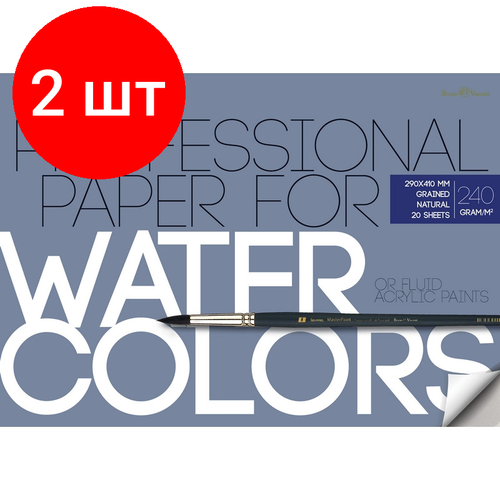 Комплект 2 штук, Бумага Блок-склейка для акварели А3.20л, блок 240гр 1-20-038