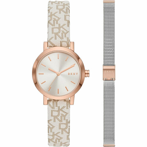 фото Наручные часы dkny 81184, бежевый, золотой