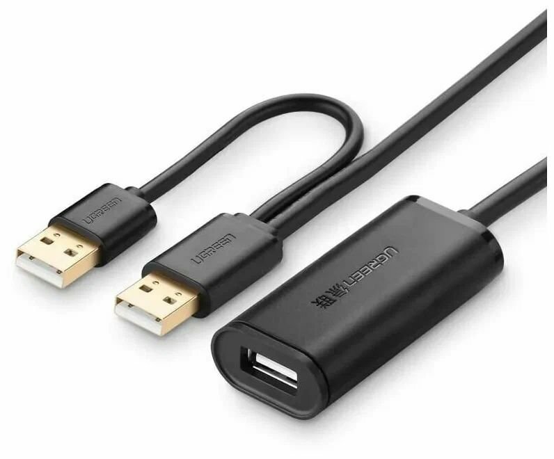 Кабель-удлинитель UGREEN US137 (20213) USB 2.0 Active Extension Cable. Длина: 5м. Цвет: черный