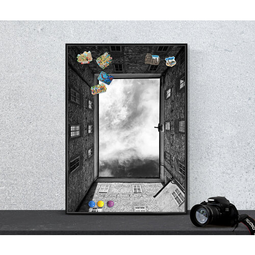 Магнитная настенная доска АртБорд Мне бы в небо 60х40 см в тонком алюминиевом багете 5100₽