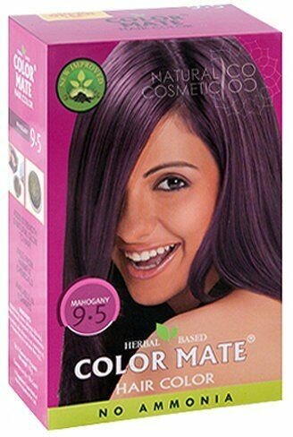 Натуральная краска для волос на основе хны Color Mate (Колор Мате), без аммиака 75 г. Махагони (9.5)